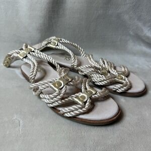 Yosi Samra Marina Champagne‎ Gold Rope & Leather Sandals Size 6